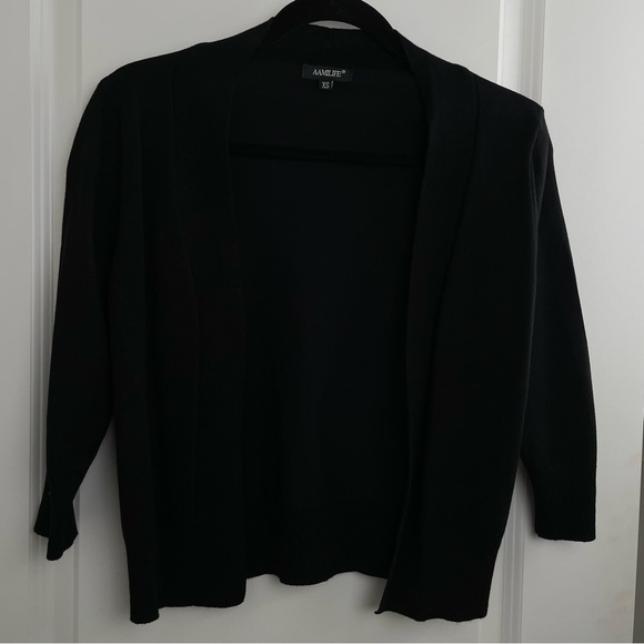 Women's 3/4 Sleeve Cropped Cardigans Sweater Open front Short Shrugs XS - Picture 2 of 9